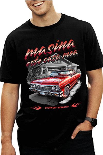 StoryGift Romania Tricou Barbati Masina Este Casa Mea Decapotabila Clasica Ro...