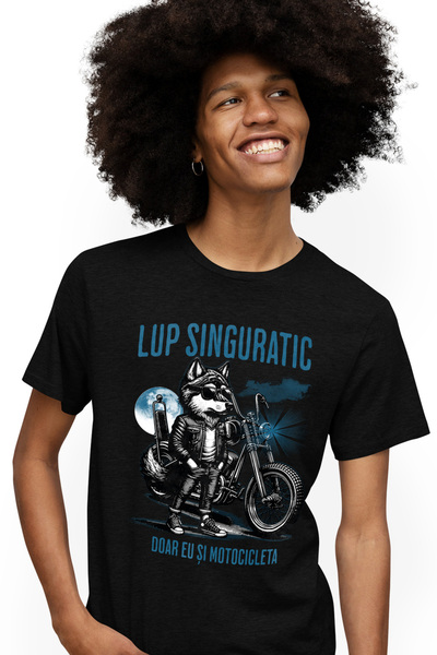 StoryGift Romania Men's T-Shirt Lone Wolf Just Me and My Motorcycle Mountain ...