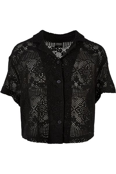 Urban Classics Damen Ladies Crochet Lace Resort Shirt