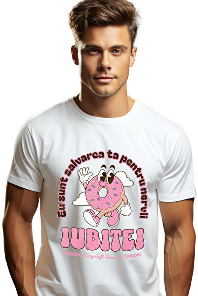 StoryGift Romania Tricou Barbati Gogoasa Vesela Text Haios Eu Sunt Salvarea T...