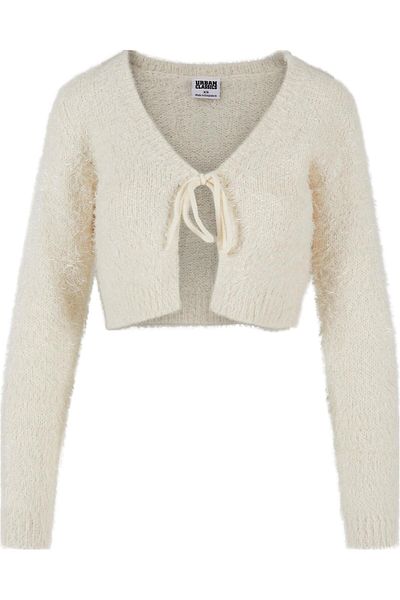 Urban Classics Damen Ladies Tied Cropped Feather Cardigan