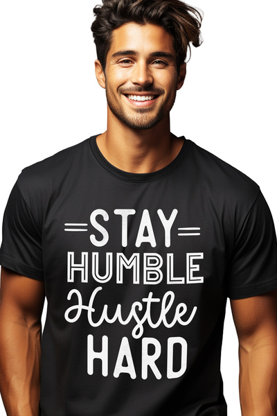 StoryGift Romania Tricou Barbati Cu Mesajul "stay Humble, Hustle Hard" - Rama...