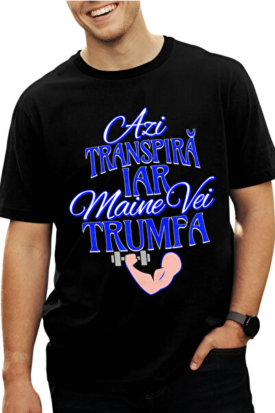 StoryGift Romania Tricou Barbati Mesaj Motivational Sport Transpira Azi Iar M...