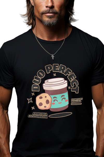 StoryGift Romania Tricou Barbati Duo Perfect Energie Cafea Si Prajitura Cu Im...