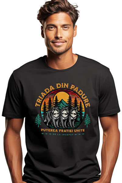 StoryGift Romania Tricou Barbati Haita De Lupi In Padurre Familie Puterea-fra...