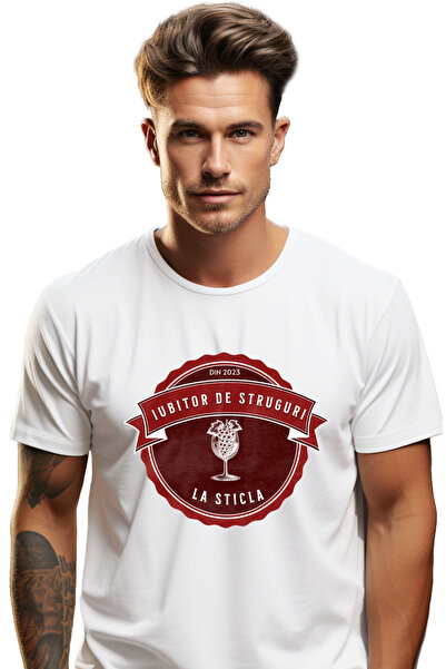 StoryGift Romania Tricou Barbati Iubitor De Struguri La Sticla, Alcool Petrec...