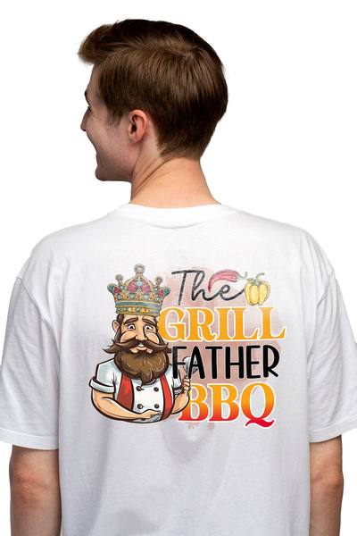 StoryGift Romania Tricou Barbati cu mesajul "The grill father, BBQ", gatit, i...