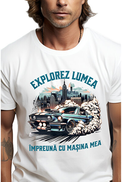 StoryGift Romania Tricou Barbati Explorez Lumea Impreuna Cu Masina Mea Viteza...