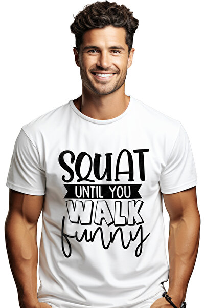 StoryGift Romania Tricou Barbati Cu Mesajul Amuzant "squat Until You Walk Fun...