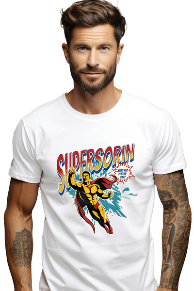 StoryGift Romania Ανδρικό T-Shirt Super Sorin, με στάμπα  "Superhero I'm Here...