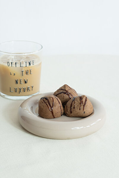 Beige & Stone Ceramic Small Size Shiny Beige Donut Dessert Plate