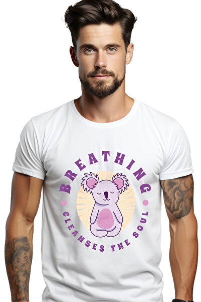 StoryGift Romania Men's Meditation T-Shirt With English Message Breathing Cle...