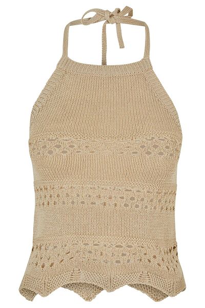Urban Classics Damen Ladies Short Crochet Knit Neckholder Top