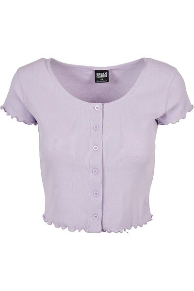 Urban Classics Damen Ladies Cropped Button Up Rib Tee
