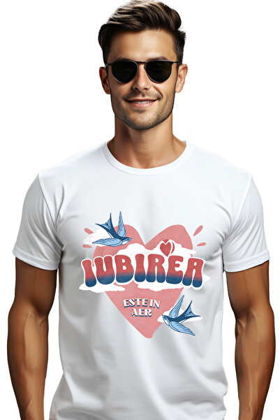 StoryGift Romania Tricou Barbati Iubirea Este In Aer Pasari Valentine's Day C...