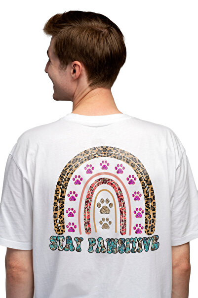 StoryGift Romania Tricou Barbati Cu Mesajul "stay Pawsitive", Caine, Animal D...