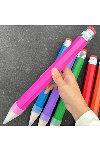 Livava Dev Ahşap Kurşun Kalem, Silgili, Pembe, 33x3