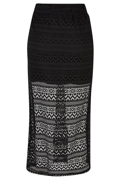 Urban Classics Damen Ladies Stretch Crochet Lace Midi Skirt