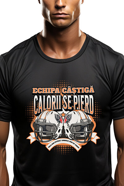 StoryGift Romania Tricou Barbati Echipa Castiga Caloriile Se Pierd, Fotbal Am...