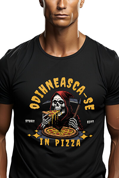 StoryGift Romania Tricou Barbati Moartea Cu Coasa Mancand Text Odihneasca-se ...