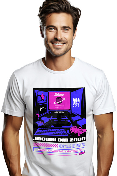 StoryGift Romania Tricou Barbati Monitor Video Jocuri Din 2000. Nostalgie Ret...