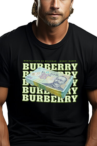 StoryGift Romania Tricou Barbati Burberry - 100 Lei Romanesti Cu Imprimeu Pe ...