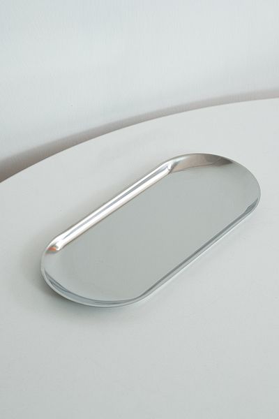 Beige & Stone Decorative Silver Large Oval Jewelry Organizer and Presentation Tray