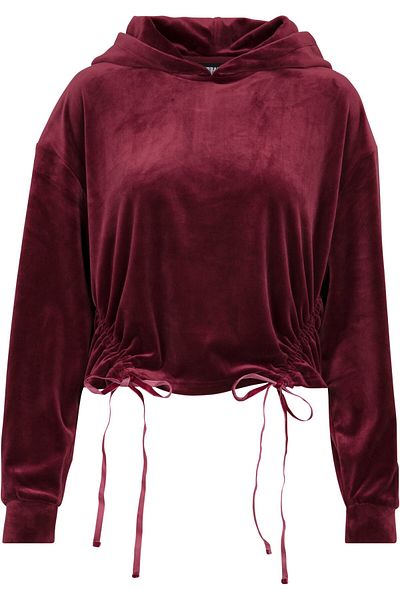 Urban Classics Damen Ladies Short Velvet Gathered Hoody