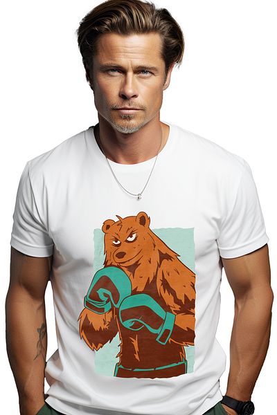 StoryGift Romania Personalized Men's T-Shirt For Contact Game Lovers "Boxing Bear", With Stg Print
