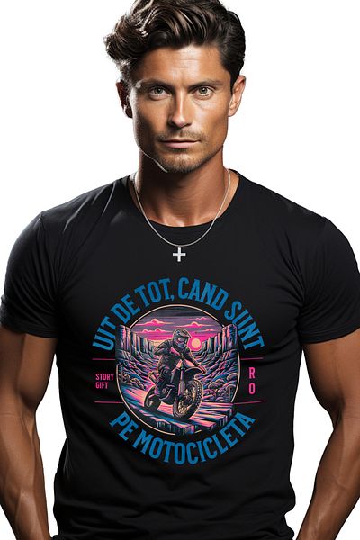 StoryGift Romania Tricou Barbati Uit De Tot Cand Sunt Pe Motocicleta Viteza Cu Imprimeu Pe Fata, 100% Bumbac Stg
