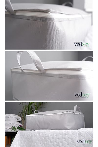 Vedsey Home Organizer Σετ 5 64x45x23 εκ. Καναπές-κρεβάτι και κάτω από το κρεβάτι Organizer Μαξιλάρι & πάπλωμα & Organizer ρούχων Hurç Grey