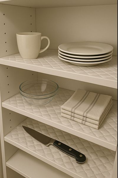 ALPER BAŞHELVACI White 45 Cmx10 Mt Leather Satin Luxury Quilted French Guipure Detailed Shelf Drawer Cover Free Overlock