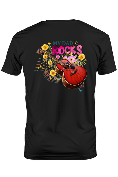 StoryGift Romania Tricou Barbati Cu O Chitara Cu Mesajul "my Dad Rocks", Note...