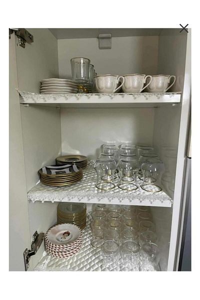 ALPER BAŞHELVACI White 55 Cmx10 Mt Silver Water Stone Detail Luxury Satin Quilted Shelf Cover/ Drawer Cover/ Closet Cover
