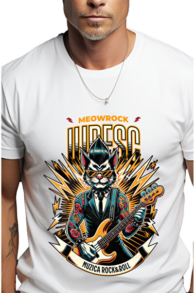 StoryGift Romania Tricou Barbati Pisica Rock And Roll Iubesc Muzica, Petrecer...