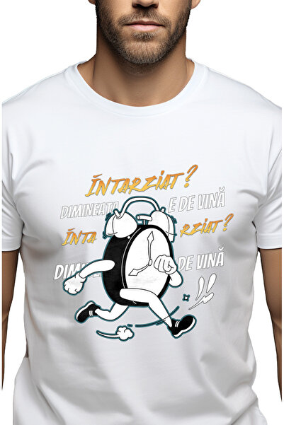 StoryGift Romania Tricou Barbati Intarziat Dimineata E De Vina, Scoala, Offic...