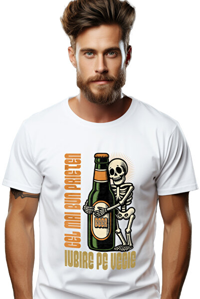 StoryGift Romania Tricou Barbati Schelete Si Sticla De Bere Cei Mai Buni Prie...