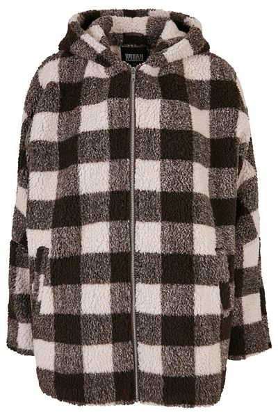 Urban Classics Damen Ladies Hooded Oversized Check Sherpa Jacket