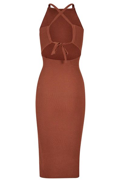 Urban Classics Damen Ladies Midi Rib Knit Crossed Back Dress