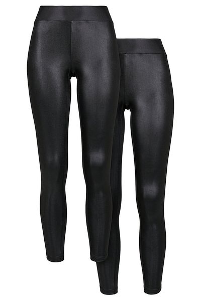 Urban Classics Damen Ladies Synthetic Leather Leggings 2-pack
