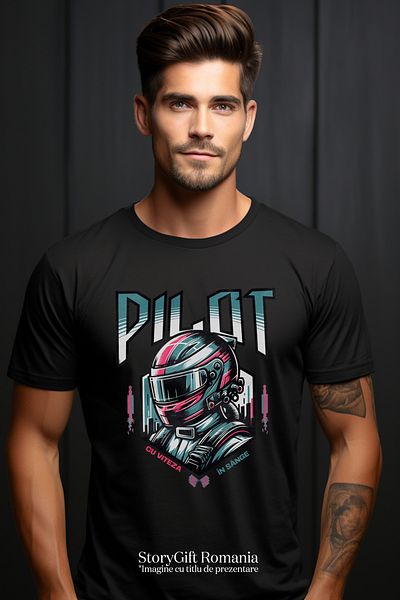StoryGift Romania Tricou Barbati Iubitor De Curse Masini Pilot Cu Viteza Cu Imprimeu Pe Fata, 100% Bumbac, Stg
