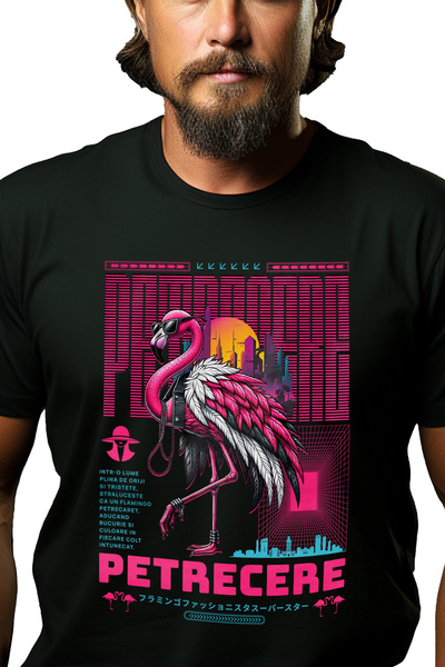 StoryGift Romania Ανδρικό T-Shirt Φαμίνγκο, Για Πάρτι, Μόδα και Διασκέδαση, Μ...