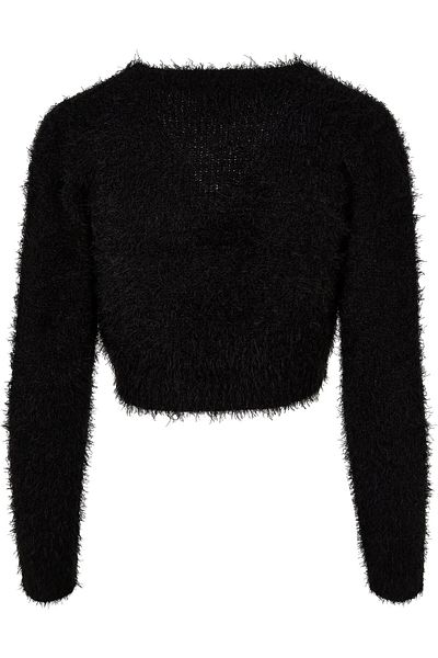 Urban Classics Damen Ladies Tied Cropped Feather Cardigan