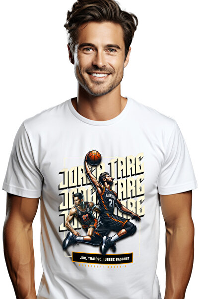 StoryGift Romania Tricou Barbati Jucatori De Baschet Joc Traiesc Iubesc Basch...