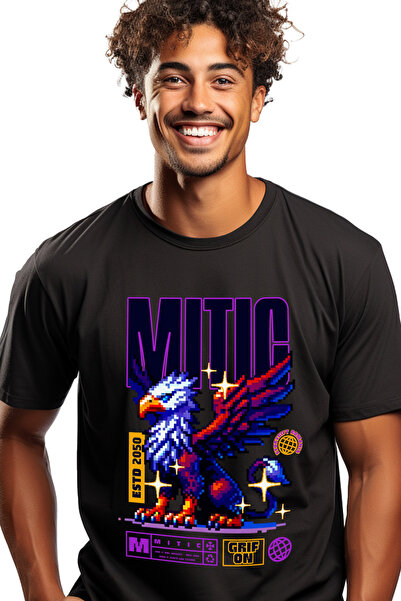 StoryGift Romania Tricou Barbati Grifon Creatura Mitica, Joc Video Lume Virtu...