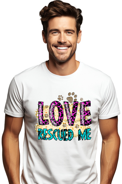 StoryGift Romania Tricou Barbati Cu Mesajul "love Rescued Me", Caine, Animal ...
