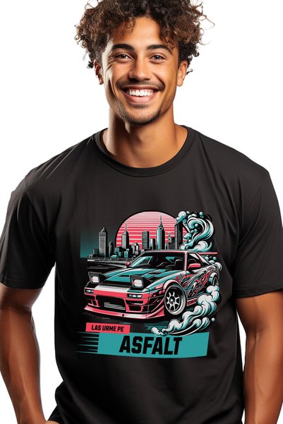 StoryGift Romania Tricou Barbati Las Urme Pe Asfalt Masina De Curse Ilegale V...