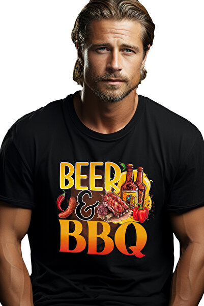 StoryGift Romania Tricou Barbati Cu Mesajul "beer & Bbq", Gatit, Ilustratie, ...
