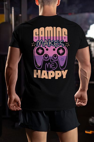StoryGift Romania Men's T-Shirt With The Message Gaming Makes Me Happy, Text In English, Play Station Controller, Love Stg