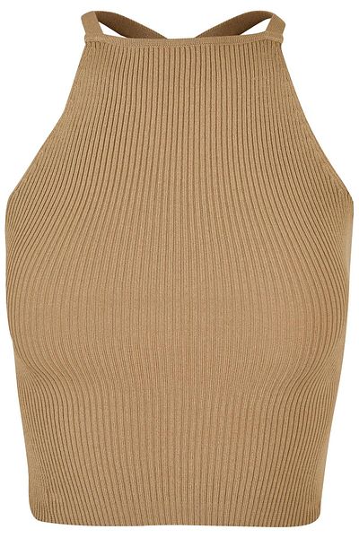Urban Classics Damen Ladies Rib Knit Crossed Back Top